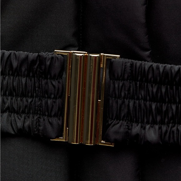 Zara FAUX FUR HOODED DOWN PUFFER JACKET WITH BELT - Picture 5 of 7